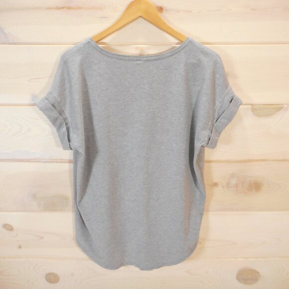 Lululemon T Shirt Womens Sz 12 Gray Short Sleeve V Neck Rolled Cuff Tee - Picture 3 of 9